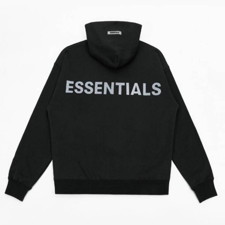 Fear Of God Essentials Reflective Letter Black Hoodie
